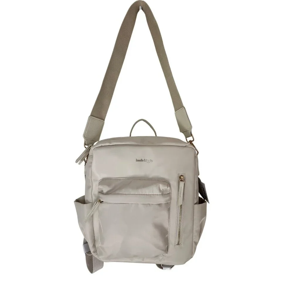 New Haute Hippie Off White On the Go Backpack W Adjustable Straps & Gold Accents - Picture 2 of 16
